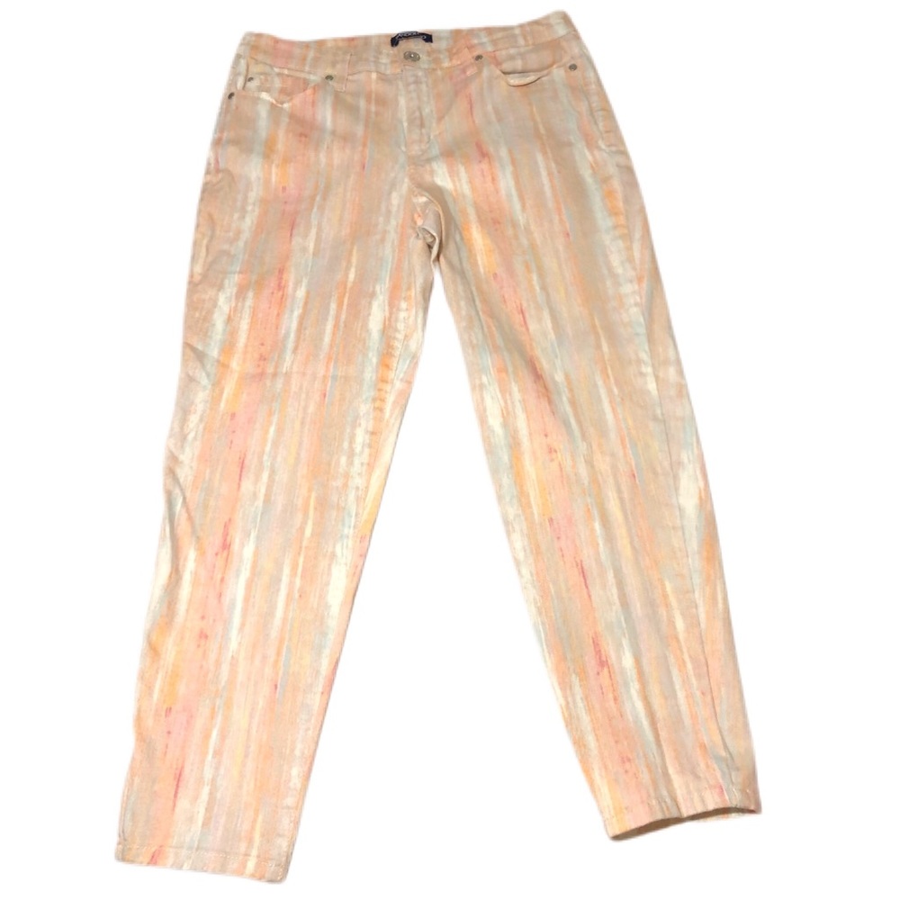 Bandolino pastel Watercolor striped Print Selene Denim Women’s SZ 12